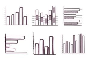 set of hand drawn chart column illustration vector