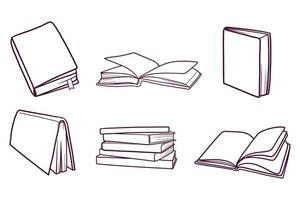 set of hand drawn books doodle illustration vector
