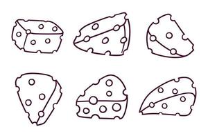 set of hand drawn cheese doodle illustration