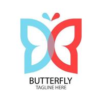 logotipo en forma de mariposa roja y azul, formando las letras d y b, para el logotipo o símbolo de una empresa vector