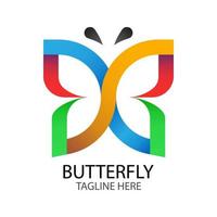 logotipo colorido en forma de mariposa, formando un símbolo infinito y la forma de las letras d y b, para el logotipo o símbolo de una empresa vector