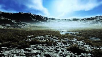 Stones covered with grass and moss under bright sky of Nepal video