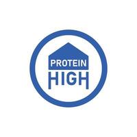señal de alto valor proteico. emblema para comida fitness. símbolo de flecha hacia arriba para productos proteicos. vector