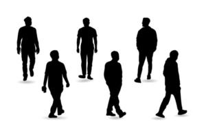 Man walking silhouette vector graphics. Collection of walking silhouettes.
