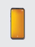 Mock up mobile phone space gray color and orange wallpaper background vector