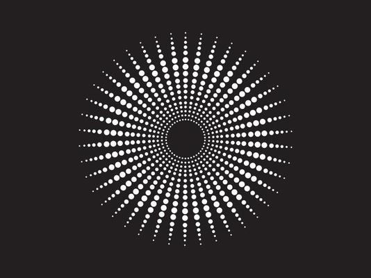 Round circle white and gray on black background