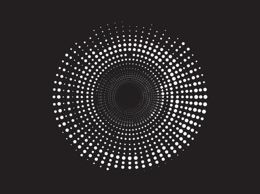 Round circle white and gray on black background