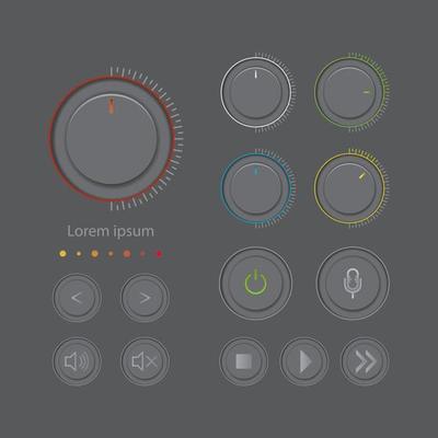 Color gray button icon multimedia on dark color background