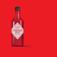 Red chili sauce on color red background vector