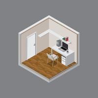 isometric room working on gray background vector