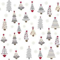 Christmas trees seamless pattern in gray and red colors. Decorative wallpaper, well suited for printing textiles, fabric, wallpaper, gift paper. vector