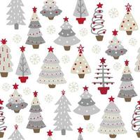 Christmas trees seamless pattern in gray and red colors. Decorative wallpaper, well suited for printing textiles, fabric, wallpaper, gift paper. vector