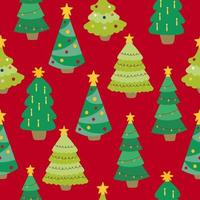 de patrones sin fisuras con árboles de Navidad dibujados a mano. Fondo de vector colorido. papel pintado decorativo, muy adecuado para la impresión de textiles, telas, papel pintado, papel de regalo.