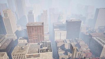 skyscrapers covered by morning fog video