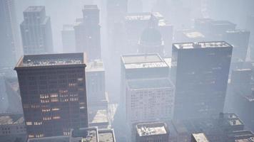 skyscrapers covered by morning fog video