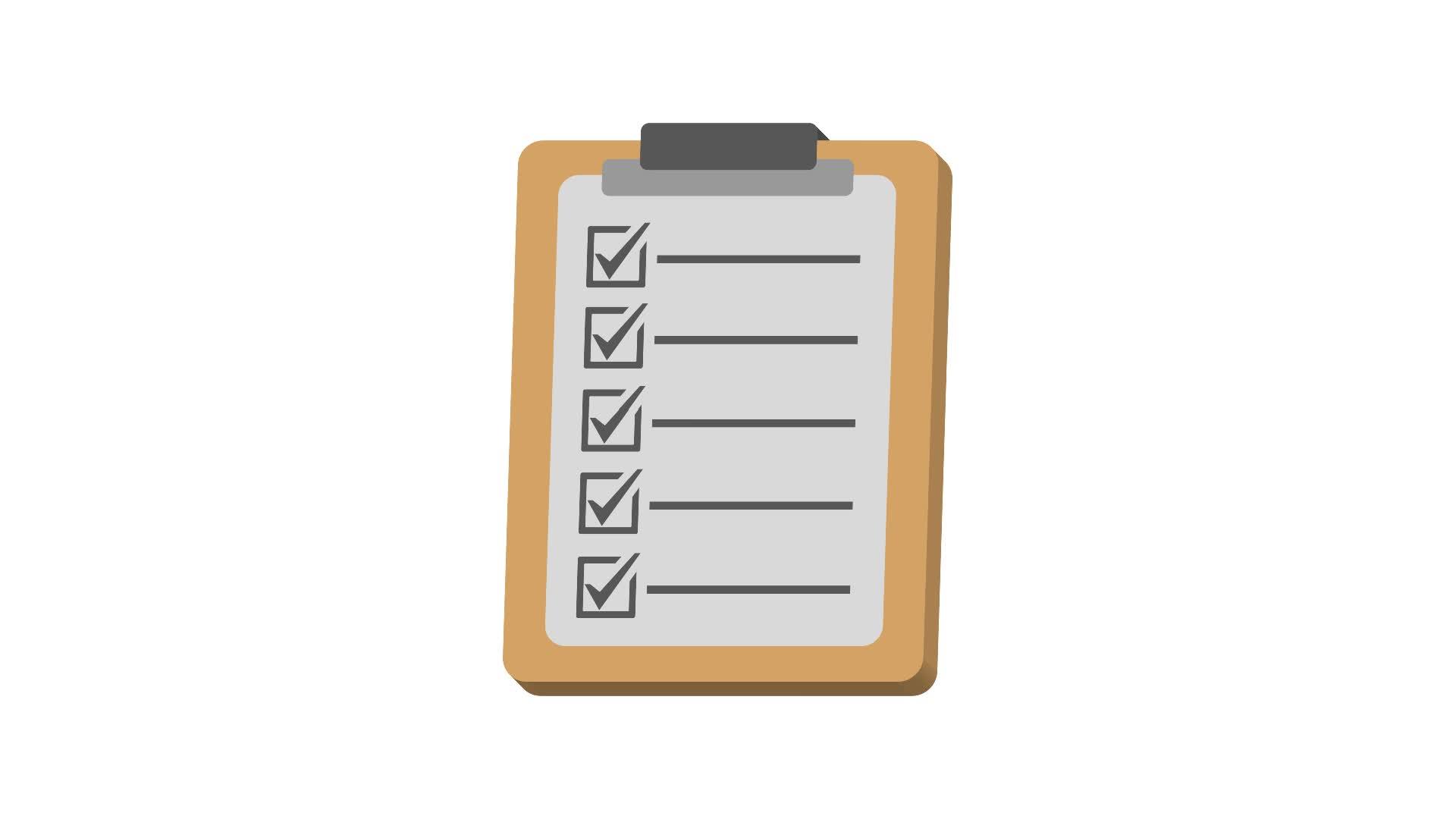 3d checklist on clipboard paper animated on white background 8045744 Stock  Video at Vecteezy