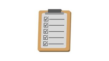 3d checklist on clipboard paper animated on white background video