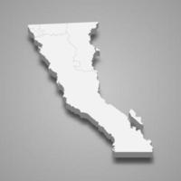 mapa 3d de baja california es un estado de mexico vector