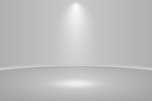 Empty white round studio room