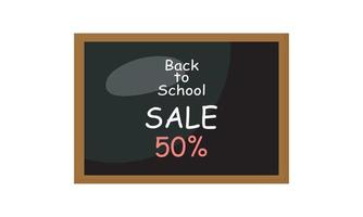 Back to School sales vector banner with sale text on a on the blackboard. Vector illustration.