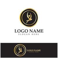 logo design of people doing yoga symbol icon illustration vector