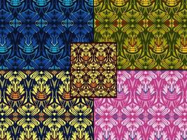 set color combination of seamless ornamental pattern vector