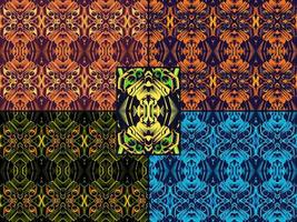 set color combination of seamless ornamental pattern vector