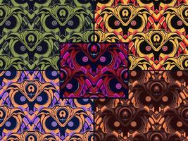 set color combination of seamless ornamental pattern vector