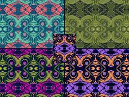 set color combination of seamless ornamental pattern vector