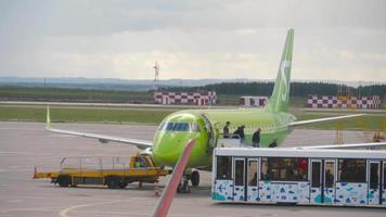 Arrival of regional jet to Kazan, Russia. video