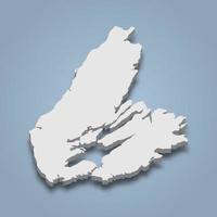 3d isometric map of Cape Breton is an island in Canada vector