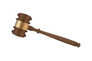 Realistic wooden judge gavel vector