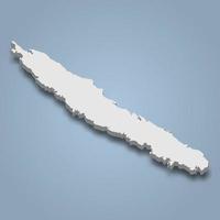 3d isometric map of Grande Terre is an island in New Caledonia vector