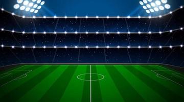 Soccer stadium with green field. vector