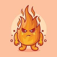 funny fire flame character mascot with angry gesture isolated cartoon in flat style design vector