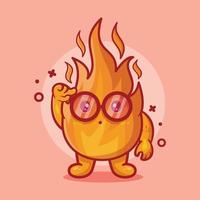 genio mascota de personaje de llama de fuego con gesto de pensamiento dibujos animados aislados en diseño de estilo plano vector