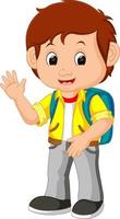 Cute boy go to school vector