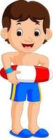 Boy cartoon with inflatable ring vector