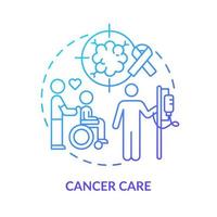 icono de concepto de gradiente azul para el cuidado del cáncer. tratamiento de enfermedades oncológicas. servicio de centro médico idea abstracta ilustración de línea delgada. dibujo de contorno aislado. vector