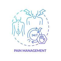 Pain management blue gradient concept icon. Patient suffering cure. Service of medical center abstract idea thin line illustration. Isolated outline drawing. vector