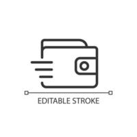 Quick payment pixel perfect linear icon. Electronic money transmission. Financial operation. Thin line illustration. Contour symbol. Vector outline drawing. Editable stroke.