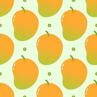 Cute funny mango pattern character. Vector hand drawn cartoon kawaii character illustration icon. Isolated on white background. Mango character concept