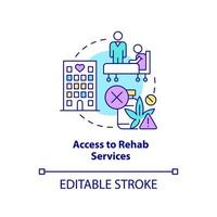 Access to rehab services concept icon. Homeless assistance program abstract idea thin line illustration. Rehabilitation. Isolated outline drawing. Editable stroke. vector