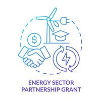 Energy sector partnership grant blue gradient concept icon. Power distribution. Federal tech training abstract idea thin line illustration. Isolated outline drawing. vector