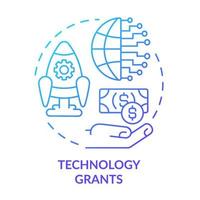 Technology grants blue gradient concept icon. Small business development. Financial award for entrepreneurs abstract idea thin line illustration. Isolated outline drawing. vector