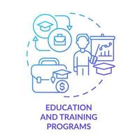 Education and training programs blue gradient concept icon. Support of small business development abstract idea thin line illustration. Isolated outline drawing. vector