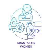 Grants for women blue gradient concept icon. Gender politics providing. Small business development abstract idea thin line illustration. Isolated outline drawing. vector