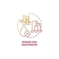 Sewage and wastewater red gradient concept icon. Water contamination type abstract idea thin line illustration. Non-industrial human activities. Isolated outline drawing. vector