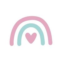 Pastel vector rainbow in retro style on white background. Kids design element.