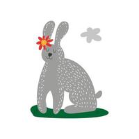 Cartoon rabbit vector illustration. Cartoon forest animal.